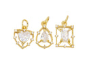 Dainty Gold Charms For Necklace,Heart Charm,Tear Drop Charm,Emerald Cut Charm,Small Necklace Charms With CZ,CPG2492-94-96
