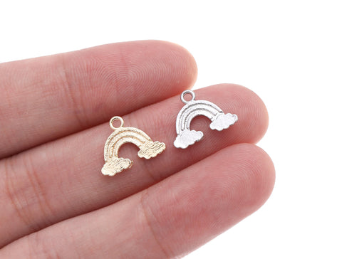 Gold or Silver, Rainbow Pendant, 18k Gold Plated Dainty Silver Rainbow Charm Bracelet Necklace for Jewelry Making Supply, CPG1204, CPS1204