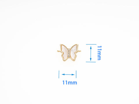 Butterfly Connector Charm,Gold Inlay MOP Butterfly CZ Connector Charm,Pave Butterfly Connector For Jewelry Making,CNG010