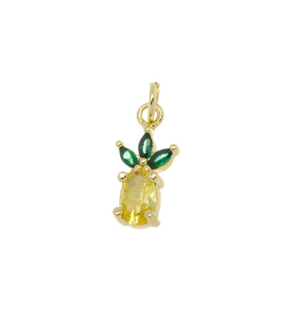 Dainty Gold Pineapple Charm,Tropical Fruit  Gold CZ Charm,Hawaiian Fruit Charm, 1 pc,5pcs or 10 pcs, WHOLESALE,CPG1142