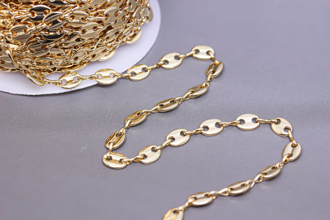 Gold or Silver Button Chain, Infinity link Chain, Button Oval Link Chain, 7x5.5mm, 1 ft, 10 feet or 60 ft spool, WHOLESALE,CHG043-CHS043