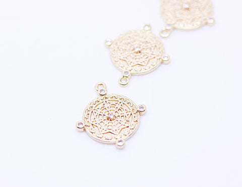 Gold or Silver Gold Medallion cz Pendant, cz medallion,CPG316-CPS316