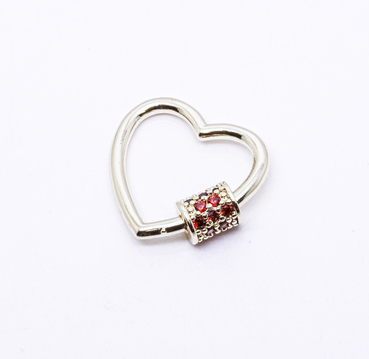 Gold Dark Tangerine Heart Carabiner Lock, 20mm, Screw on clasp, Open Heart Lock, 1pcs or 10 pcs, WHOLESALE