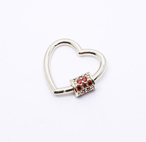 Gold Dark Tangerine Heart Carabiner Lock, 20mm, Screw on clasp, Open Heart Lock, 1pcs or 10 pcs, WHOLESALE