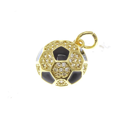 18k Gold Cz Soccer Charm, Sports Charms, Gift For Soccer Players, Super Sparkly Soccer Ball, Soccerball, CPG2256
