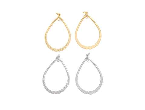 18k Gold or Silver Medium Sized Hoop Earring or Necklace Component For DIY Jewelry, Hammered Gold Texture, CPG1517, CPS1517