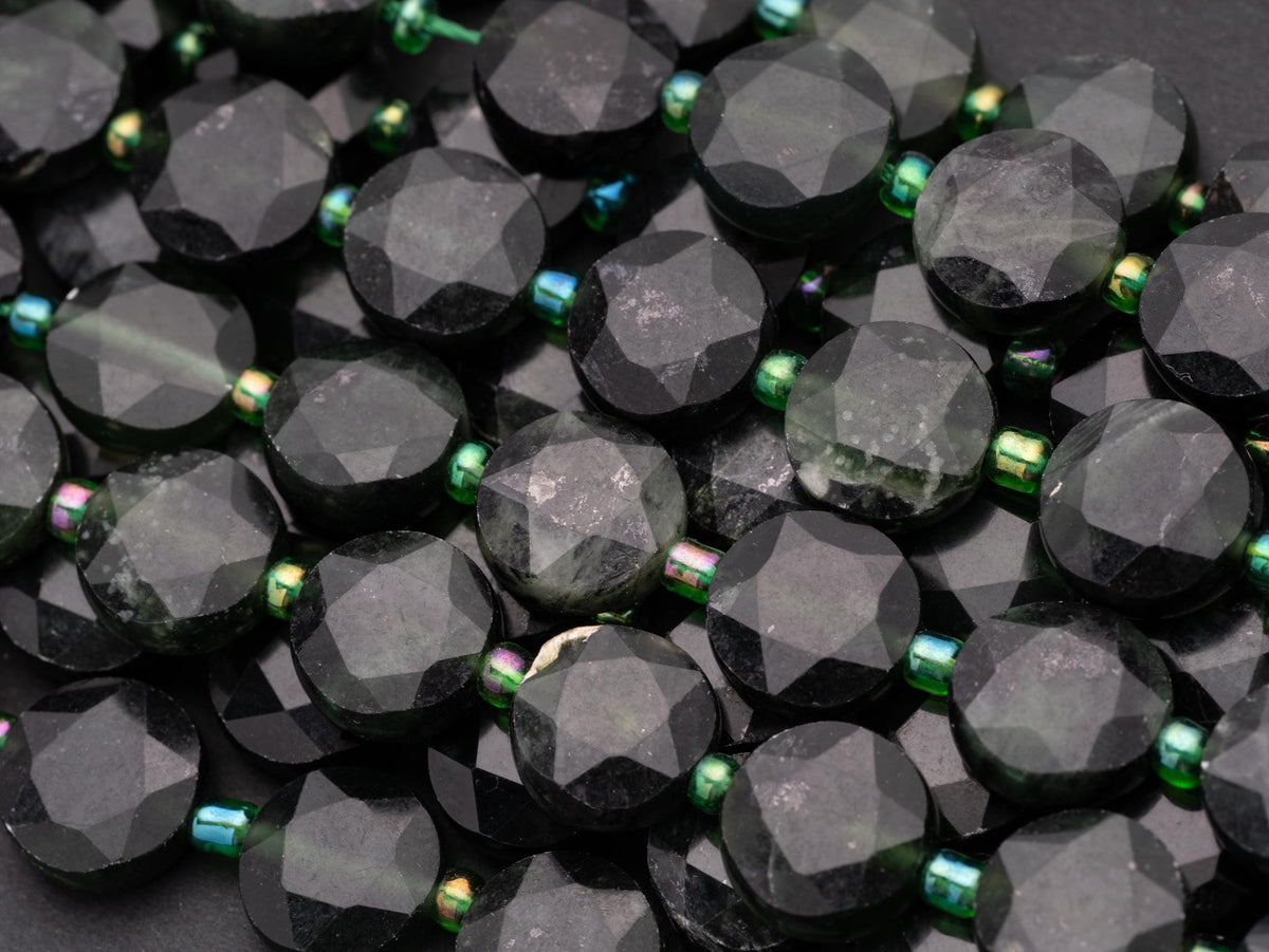 Natural Green Russian Jade Star Cut Disc Beads, 10mm disc, Natural Russian Jade beads, Russian Jade Stone, Full Strand, DS007