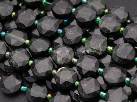 Natural Green Russian Jade Star Cut Disc Beads, 10mm disc, Natural Russian Jade beads, Russian Jade Stone, Full Strand, DS007