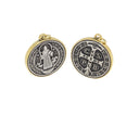 Saint Benedict Antique Charm, Two Tone Antique Finish St. Benedict Charm, Christian Jewelry Charms, CPG674