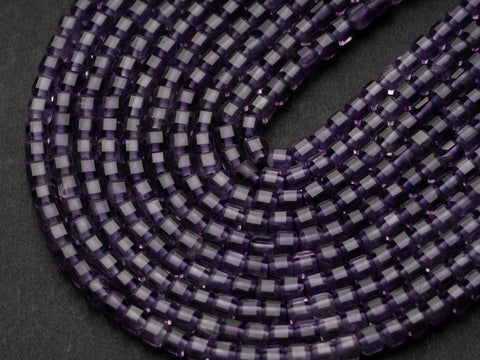 Natural Purple Amethyst 2.5mm Faceted Cube Square Dice Beads 15.5" Strand, MC052