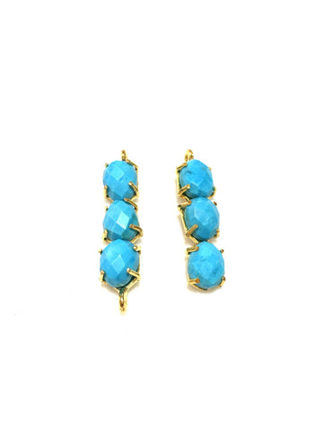 Trio prong set turquoise connector/ pendant