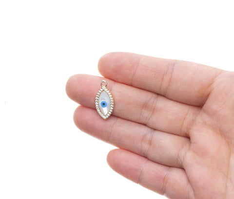 Evil Eye Amulet Charm,MOP Evil Eye Charm,CZ Evil Eye Protection Charm,Evil Eye For Necklace Or Earrings,Turkish Nazar Evil Eye Charm,CPG830
