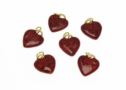 18k Gold Enamel Chery Red Heart Charm, Gold Heart charm, Minimalist Gold Heart charm, Dainty Heart Charm, CPG2343