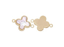 Mother Of Pearl Shell Connector Charm,MOP Four Leaf  Clover Charm,4 Leaf Flower Clover Charm For Bracelet,CNG155