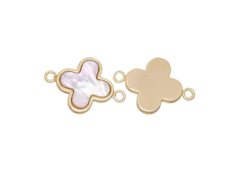 Mother Of Pearl Shell Connector Charm,MOP Four Leaf  Clover Charm,4 Leaf Flower Clover Charm For Bracelet,CNG155