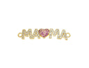 MAMA Heart Charm Connector For Bracelet,Gold Mama Word Monogram Connector Charm,Mother’s Day Gift,Mama Heart Pave CZ Monogram,CNG043