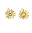 Water Proof, Tarnish Proof Gold Evil Eye Sun, Protection Charm, Perfect for Necklace, SSPG010