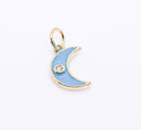 Gold Enamel Moon with cz, Red, White, Turquoise blue, Navy blue, Pastel Pink,CPG171