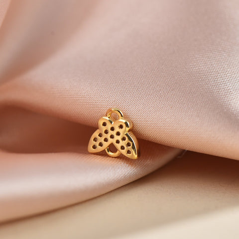 Butterfly Charm, Gold Tiny Butterfly Connector Charm Micro Pave With CZ  MP1-10065