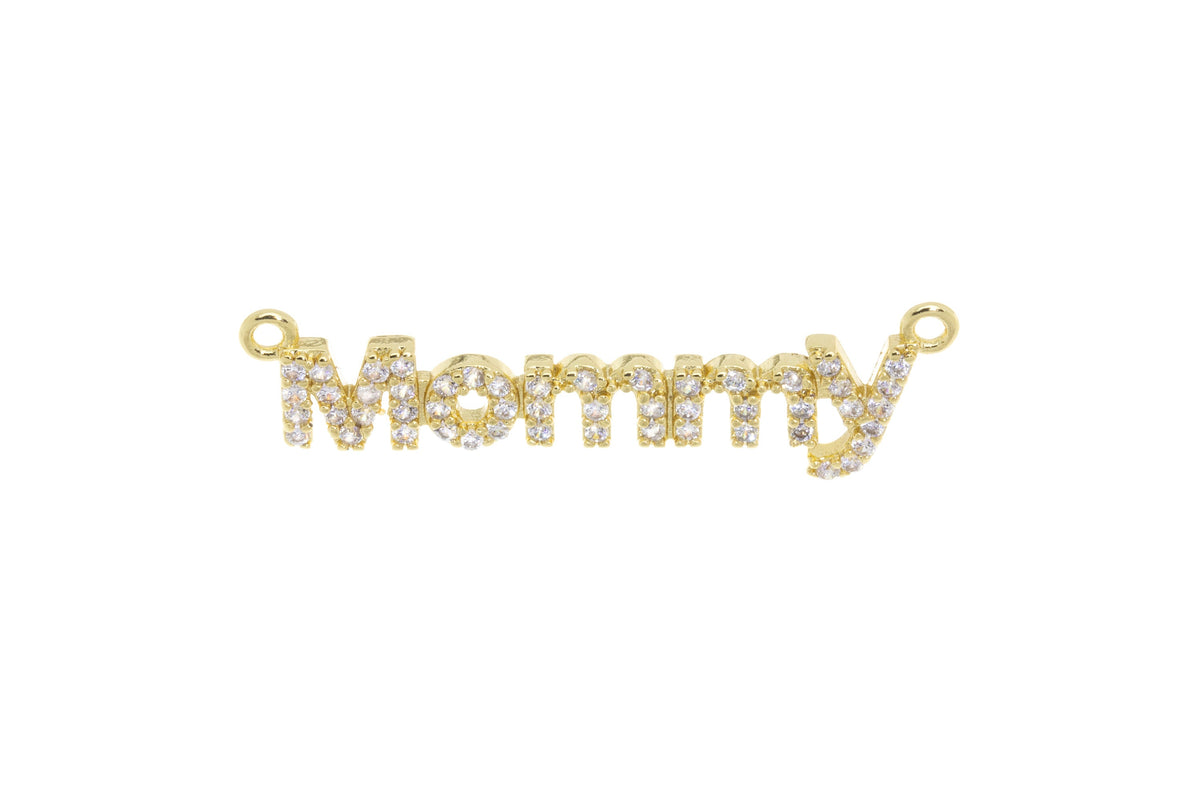 Mommy Monogram Connector Charm For Necklace,Monogram Mommy Word Connector Charm,Gold Mommy Necklace Charm,CNG047