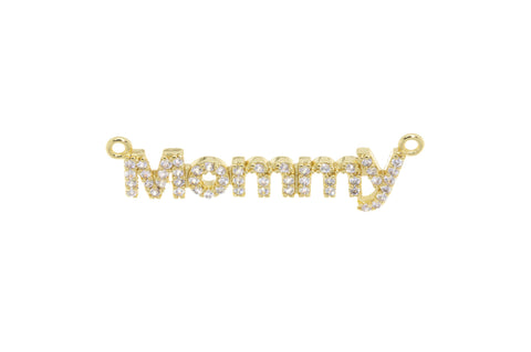 Mommy Monogram Connector Charm For Necklace,Monogram Mommy Word Connector Charm,Gold Mommy Necklace Charm,CNG047