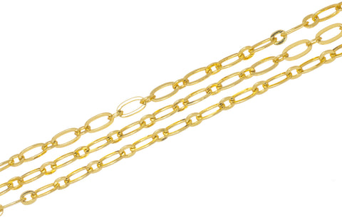 Gold Oval Paperclip Link Chain,Paperclip Oval Gold Chain For Jewelry Making,Oval Link Gold Chain,Alternating Oval Chain,CHG0079