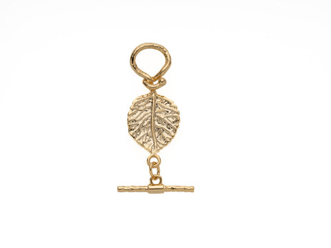 Gold leaf toggle clasp, textured toggle. gold leaf connector, leaf O bar clasp, CPG2110
