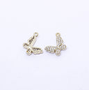 Gold or Silver Dainty cz Full Pave set Butterfly charm, Side-Drop Pendant, Super Sparkly, Great for Layering CPG091,CPS091