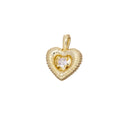 Gold Puff Heart Charm,Puff Heart Charm With CZ,Heart Charm For Jewelry Making,Fluted Heart Charm,Ribbed Puff Heart Pendant,CPG2460