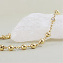 Dainty Ball Bead Bracelet with Center Sparkle CZ & Extender Chain, BRG-BRS112