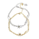 Dainty Multi-Chain Pearl Floral Bracelet with Extender Chain, BRG-BRS111