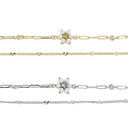 Dainty Multi-Chain Pearl Floral Bracelet with Extender Chain, BRG-BRS111