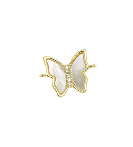 Butterfly Connector Charm,Gold Inlay MOP Butterfly CZ Connector Charm,Pave Butterfly Connector For Jewelry Making,CNG010