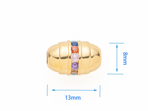 Tube Barrell Spacer Bead,CZ Gold Spacer Bead ,Large Hole Spacer Bead For Elastic Cord,Chain Or Leather Cord,SPG011