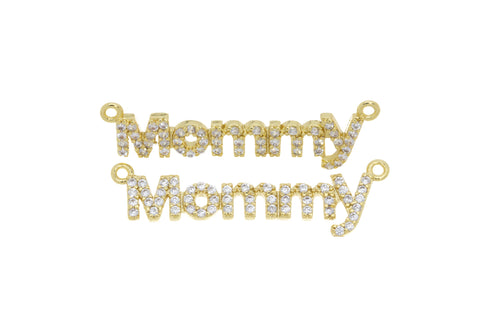 Mommy Monogram Connector Charm For Necklace,Monogram Mommy Word Connector Charm,Gold Mommy Necklace Charm,CNG047