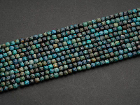 Natural Black Agate, or Blue Chrysocolla Dice Gemstone beads, Gemstone Spacer 4mm x 4mm, MC058 MC060,