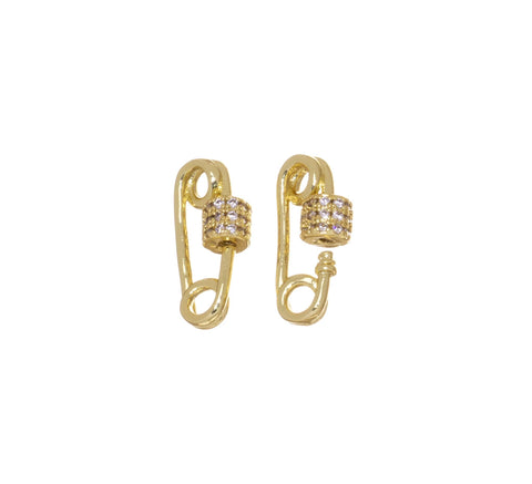 Safety Pin Clasp With Screw For Jewelry Making,Gold Or Silver Safety Pin Clasp,CZ Safety Pin Charm,Pave Safety Pin Clasp,CLG-CLS162