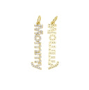 Mommy Monogram Vertical Charm,Word Mom Charm For Mothers Day,Mommy CZ Pave Charm,Gold Mommy Pedant With  Cubic Zirconia,CPG693