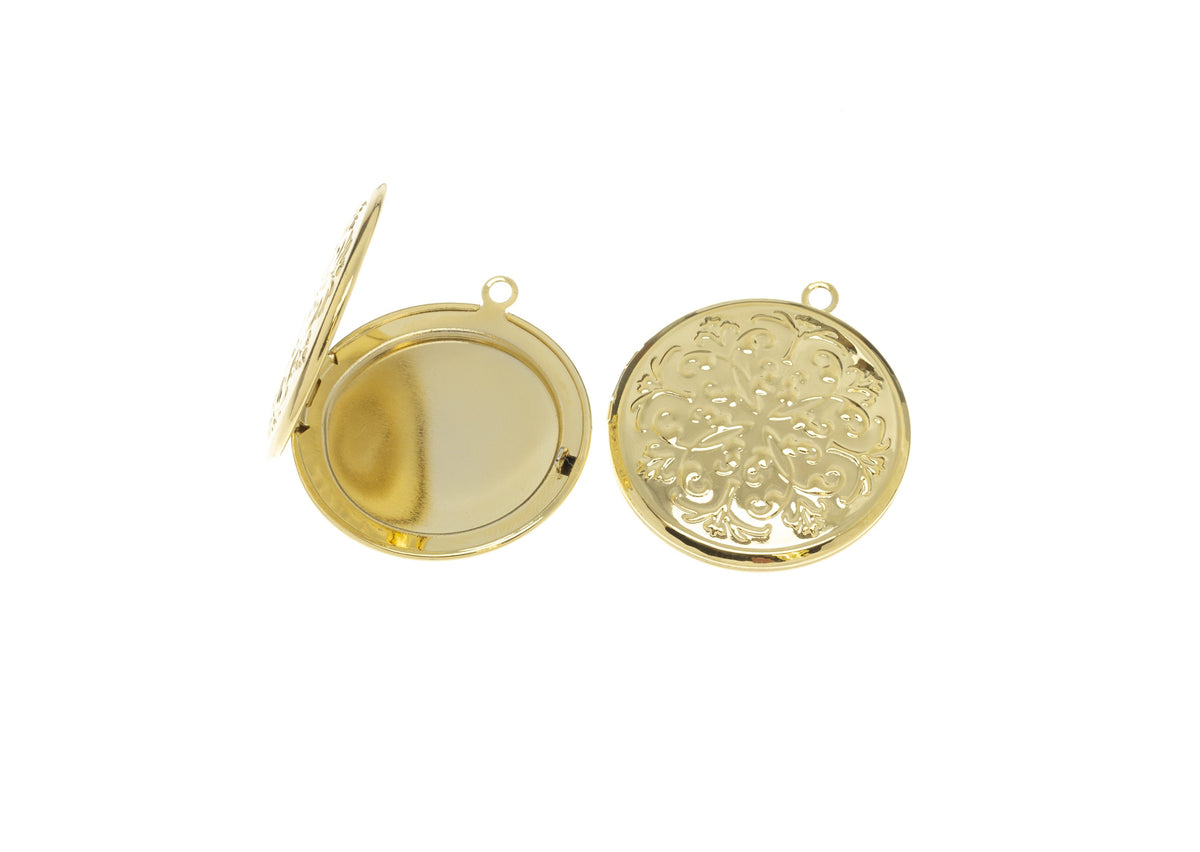 Large Gold Filigree Pattern Round Love Locket Pendant,gold locket pendant, Gold Round Locket, 1 pc,5pcs or 10 pcs, WHOLESALE,CPG701