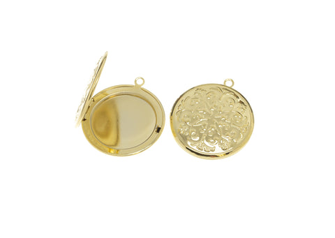 Large Gold Filigree Pattern Round Love Locket Pendant,gold locket pendant, Gold Round Locket, 1 pc,5pcs or 10 pcs, WHOLESALE,CPG701
