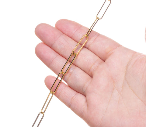 Gold Elongated 22MM Paperclip Chain,Paperclip Chain For Jewelry Making,Large Paperclip Chain For Necklace And Bracelet,CHG0084
