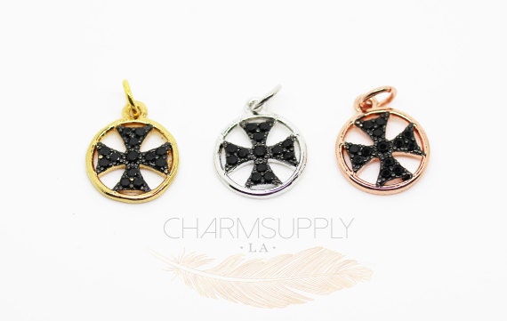 Gothic Cross Black CZ Charm/Black Diamond CZ Cross Pendant,CP368