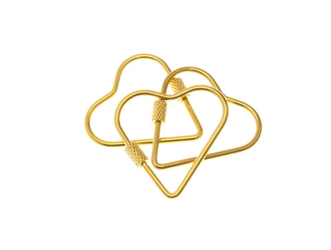 Water Proof, Tarnish Proof Gold Heart Carabiner, Screw on Textured Clasp, for Charm Necklace or Bag Charms, Large Size 241130RJAX-1