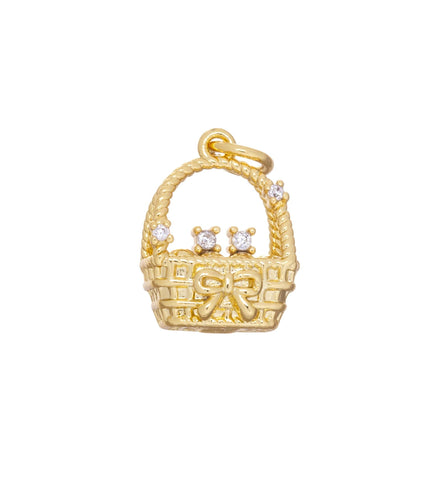 Gold Basket Charm,Easter Egg Basket Charm,Woven Basket Charm For Jewelry Making,Weaved Egg Basket Charm,Small Egg Basket,Easter Gift,CPG2461