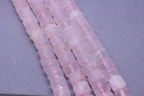 Natural Matte Finish Pink Rose Quartz Rondelle Beads, 10x6mm, Matte Tyre Beads, 15.5 inches, Full Strand, WHOLESALE