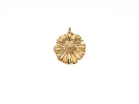 Gold Sunflower Daisy Medallion Pendant, Summer Garden Inspired, Daisy Flower Pendant, 18.5mm, string though pendant,no need jumpring,CPG2100