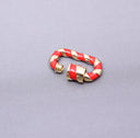 Red/Gold Enamel 13x19mm Small Candy Cane Carabiner lock, Screw Clasp, Screw on Clasp,  CLG086