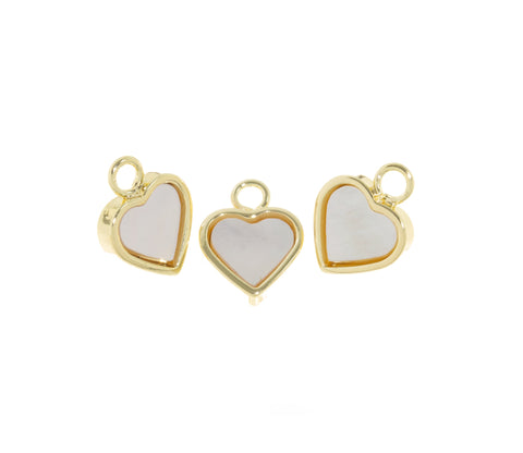 Tiny Gold Heart Charm With White Mother Of Pearl,MOP Heart Charm,Gold Shell Heart Pendant,Heart Pendant For Necklace,CPG710