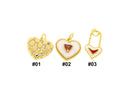 Timeless Dainty Heart Charms,Pave CZ Gold Heart Charms For Jewelry Making,Enamel And CZ Heart Charms,CPG1338-CPG2186-CPG2195