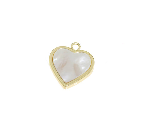 Heart Charm With White Mother Of Pearl,Gold Heart charm ,Dainty Heart charm,Heart Charm Gift For Her, CPG015